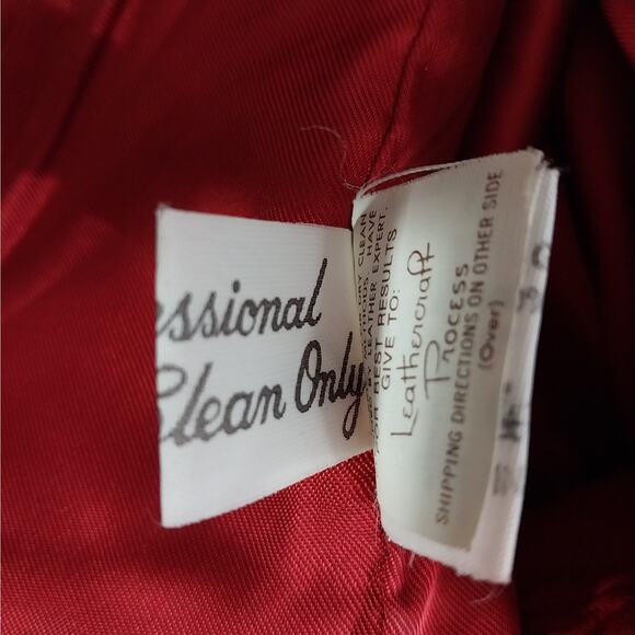 COMINT! LUXE ROUGE RED GENUINE LEATHER PUFF SLEEVE, JEWEL BUTTON JACKET! SZ XS - Picture 11 of 14